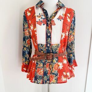 Vintage Hand Made Tooled Brown Western Leather Belt Mexico Wood Buckle 26-30 Sm